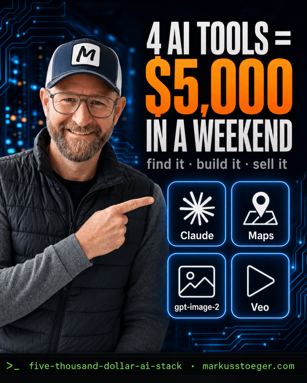 Find it, build it, sell it: a $5,000 weekend with Claude + Maps + gpt-image-2 + Veo