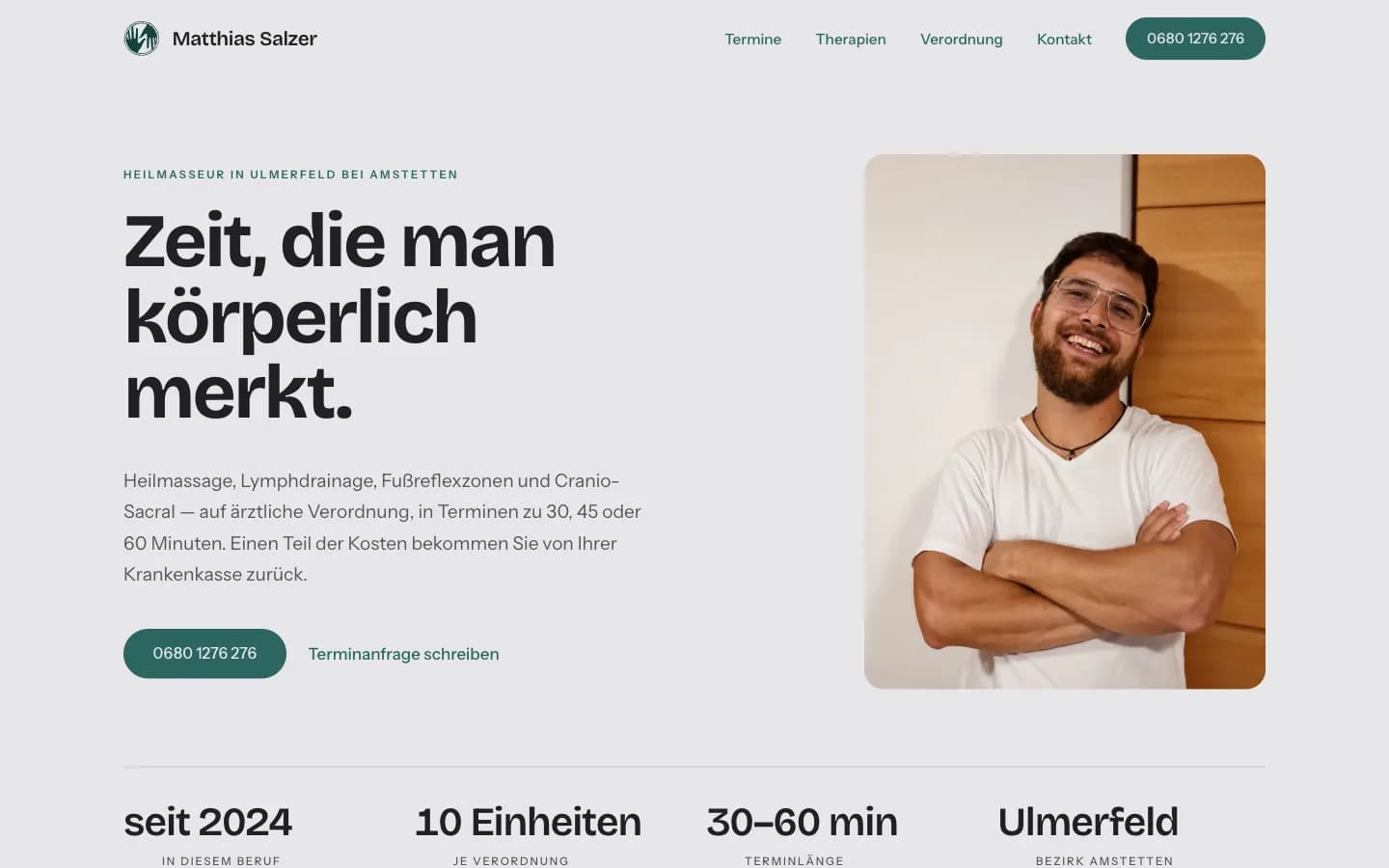 Heilmassage Salzer, Projekt-Screenshot